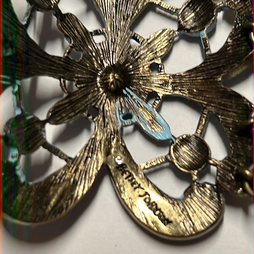 Girlie Grunge Teal Filigree Crystal Cuff Bracelet